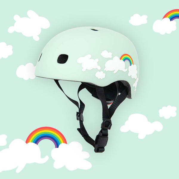 kids bike helmet rainbow with clouds