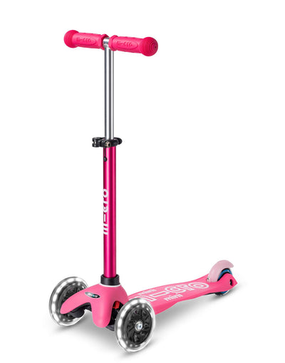 pink mini deluxe 3 wheel scooter with led wheels