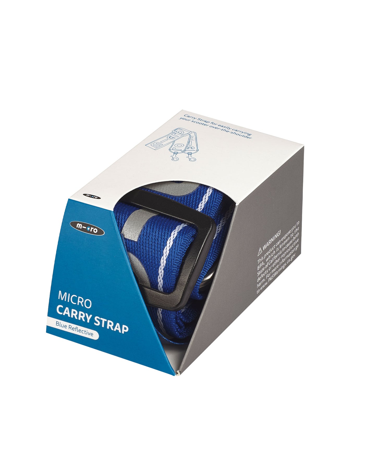 blue reflective scooter carry strap in box