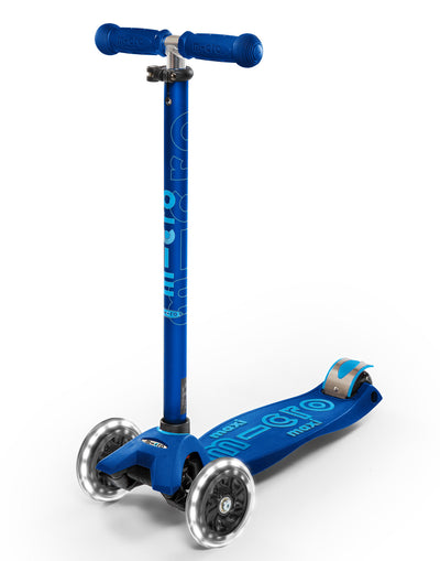 navy blue maxi deluxe led 3 wheel scooter