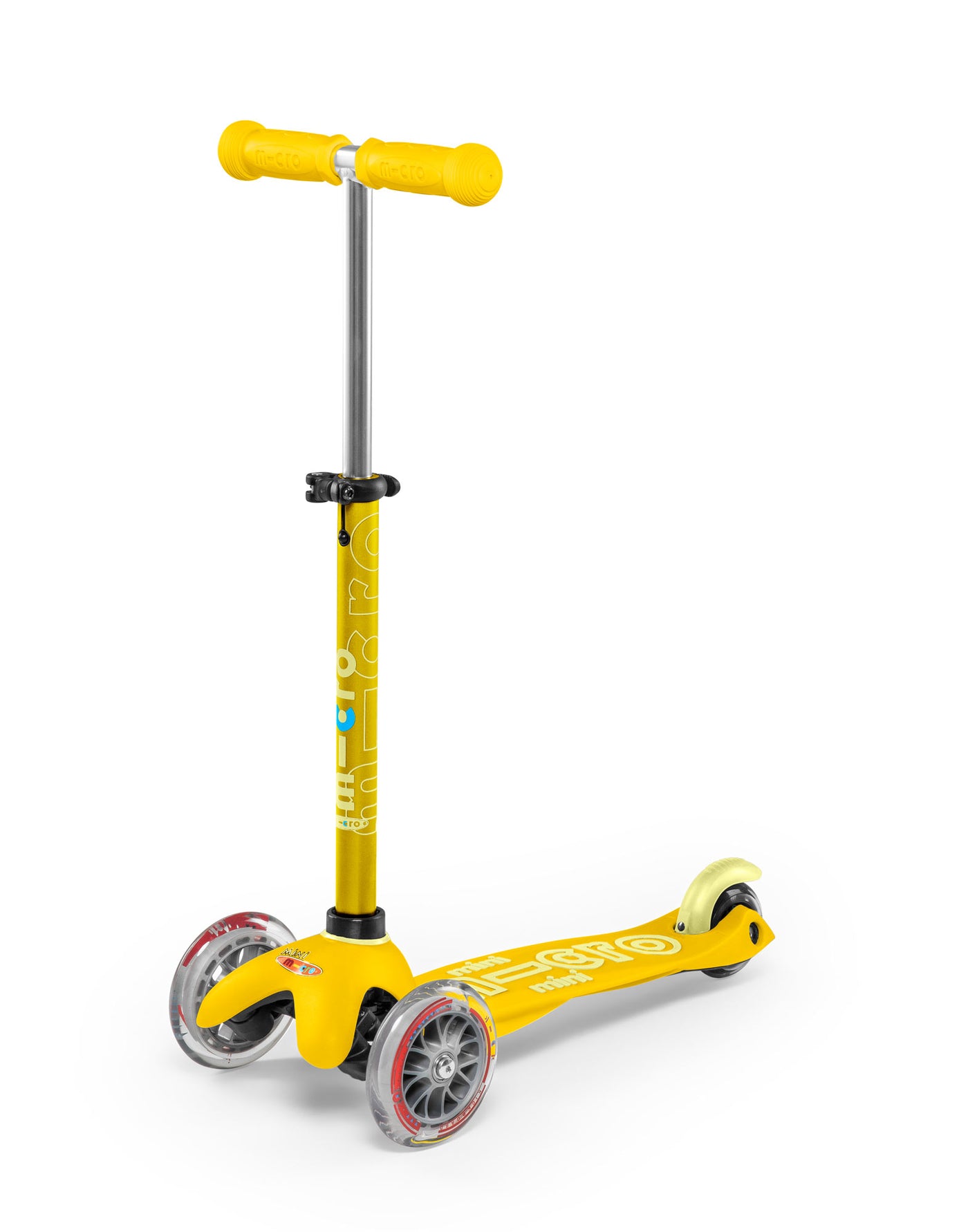 yellow mini deluxe 3 wheel scooter
