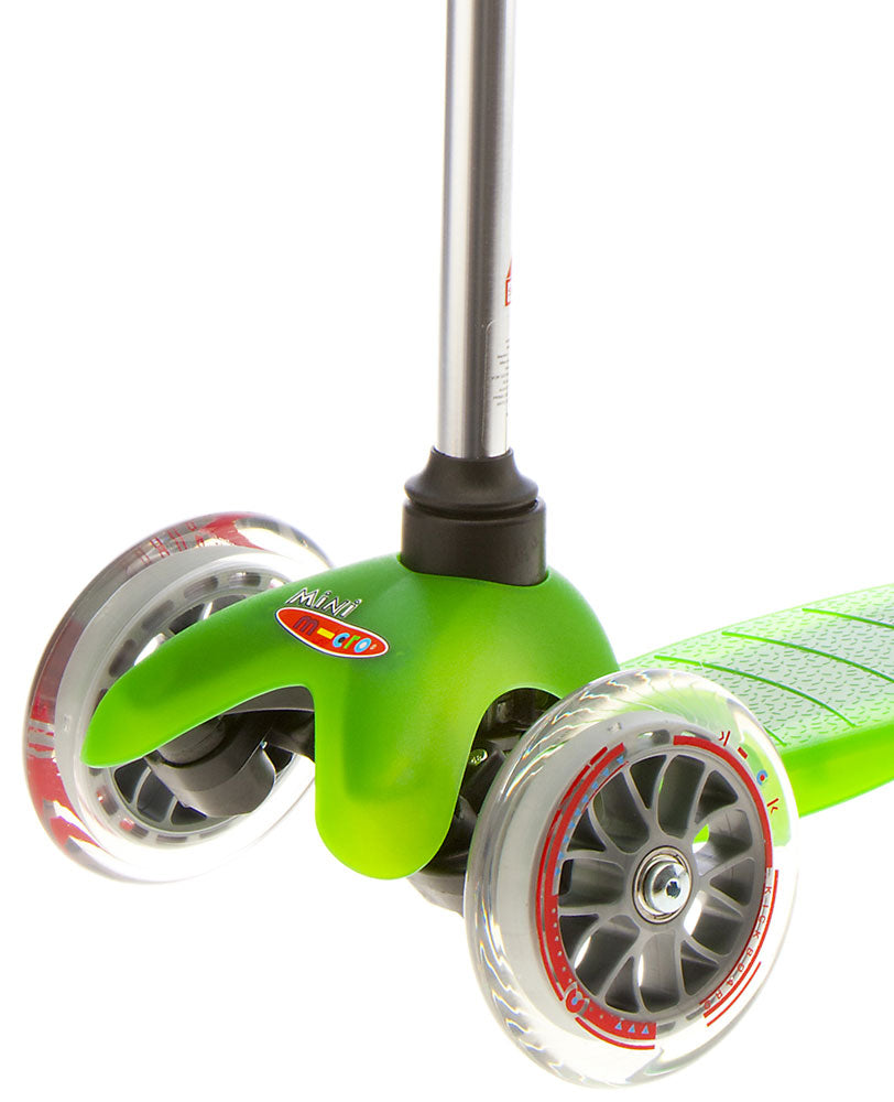 green mini classic 3 wheel toddler scooter front wheels