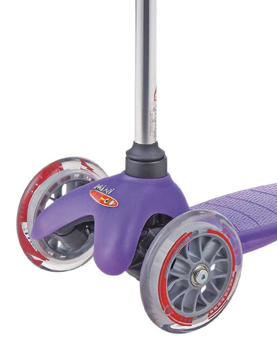 purple mini classic 3 wheel toddler scooter front wheels