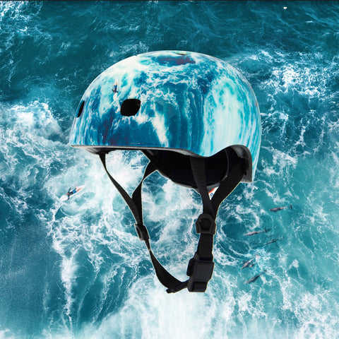 kids bike helmet ocean surf with dolphins