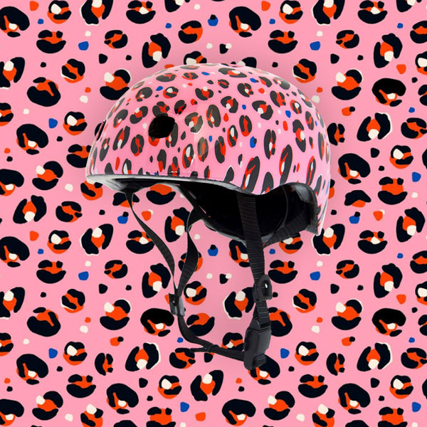 kids bike helmet pink leopard