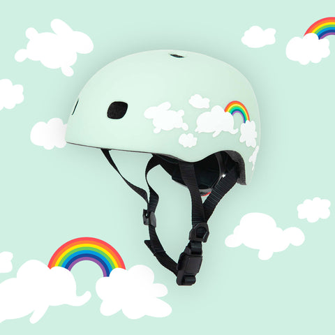 kids bike helmet rainbow with clouds