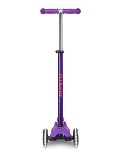 purple maxi deluxe led 3 wheel scooter front