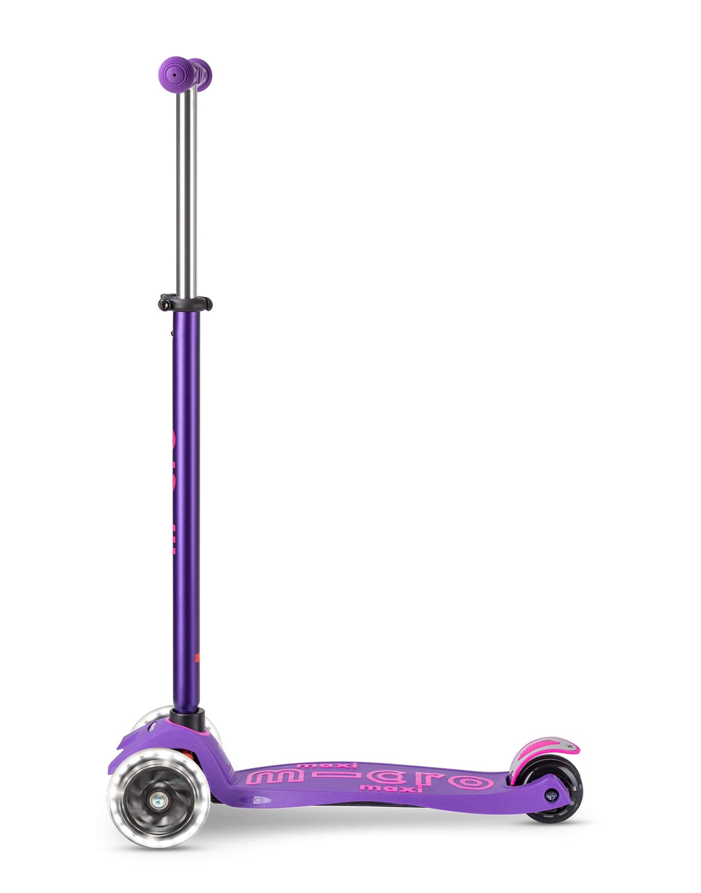 purple maxi deluxe led 3 wheel scooter side