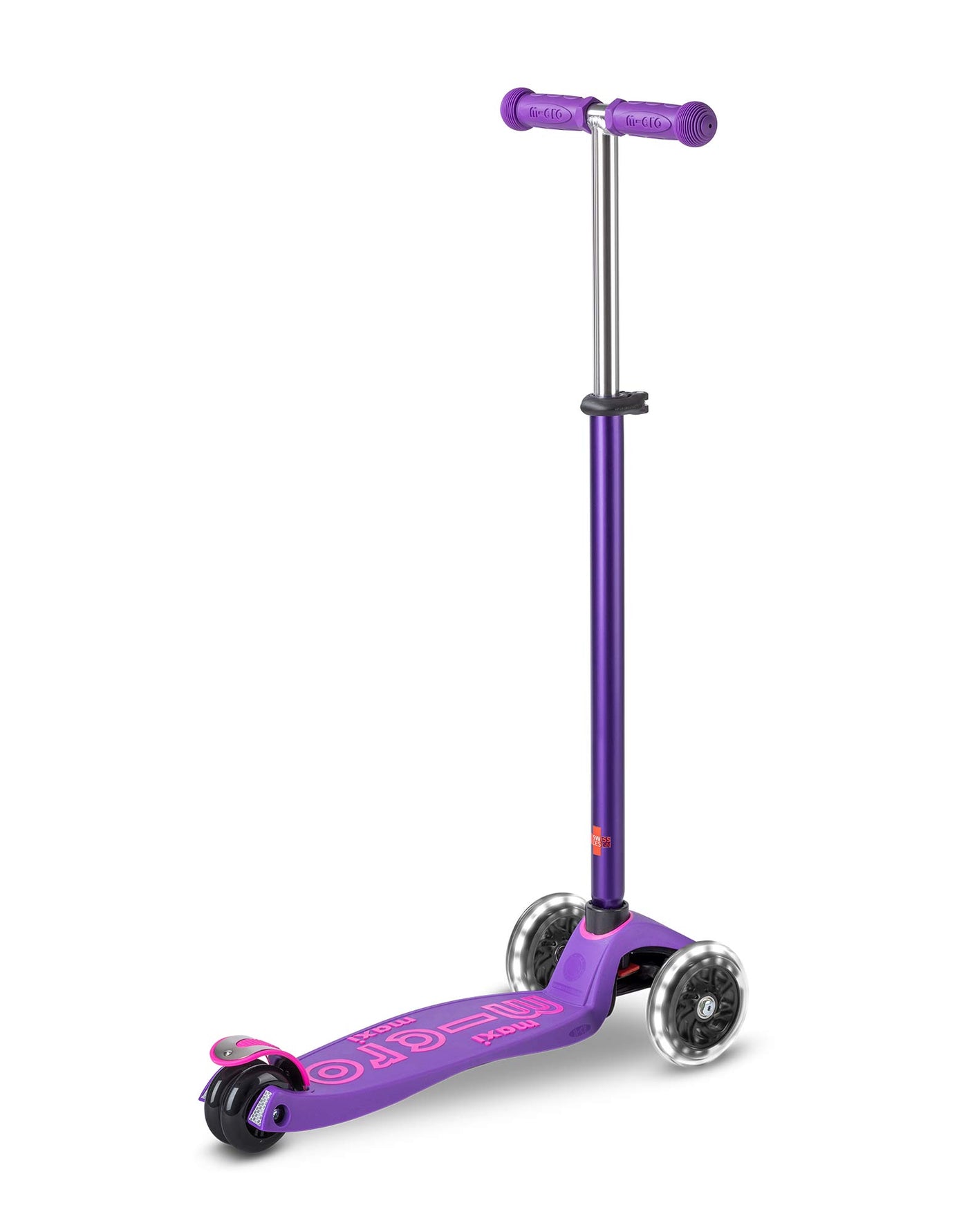 purple maxi deluxe led 3 wheel scooter rear