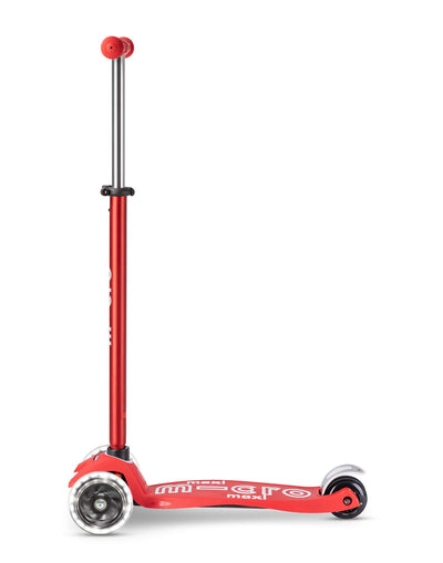 red maxi deluxe led 3 wheel scooter side