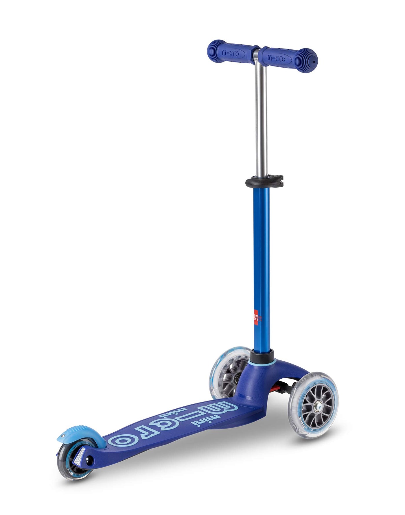 blue mini deluxe 3 wheel scooter rear
