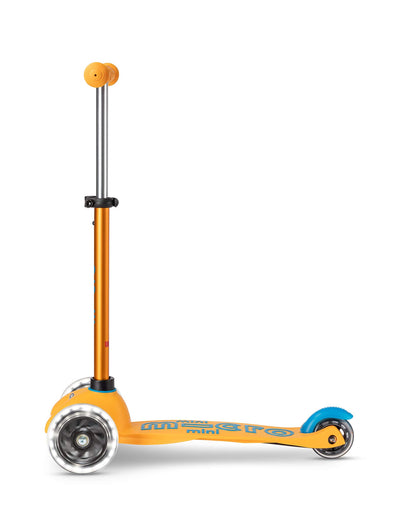 apricot mini deluxe 3 wheel scooter with led wheels side