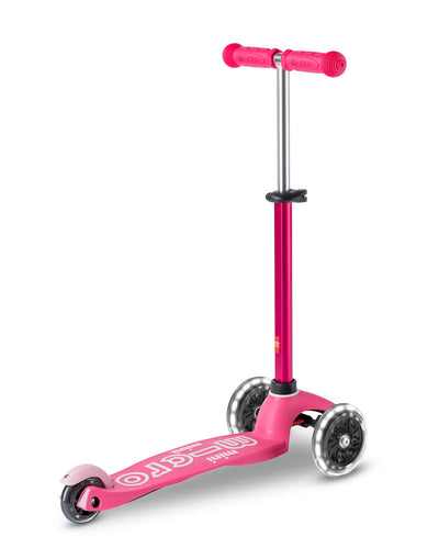 pink mini deluxe 3 wheel scooter with led wheels rear