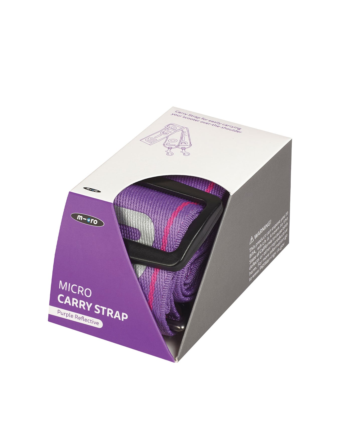purple reflective scooter carry strap in box