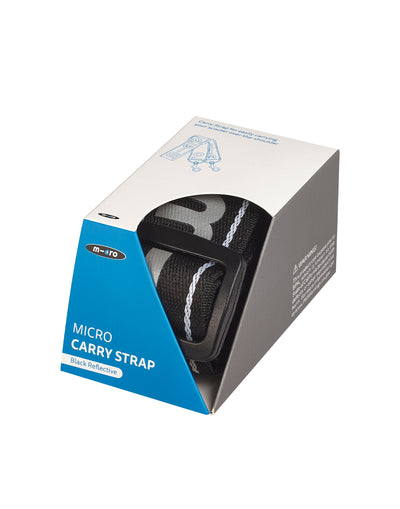 black reflective scooter carry strap in box