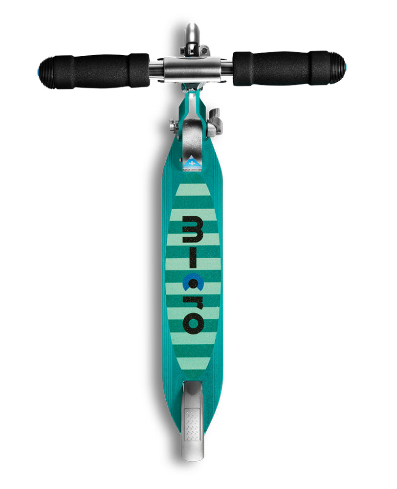sea green sprite kids scooter with led wheels deck view