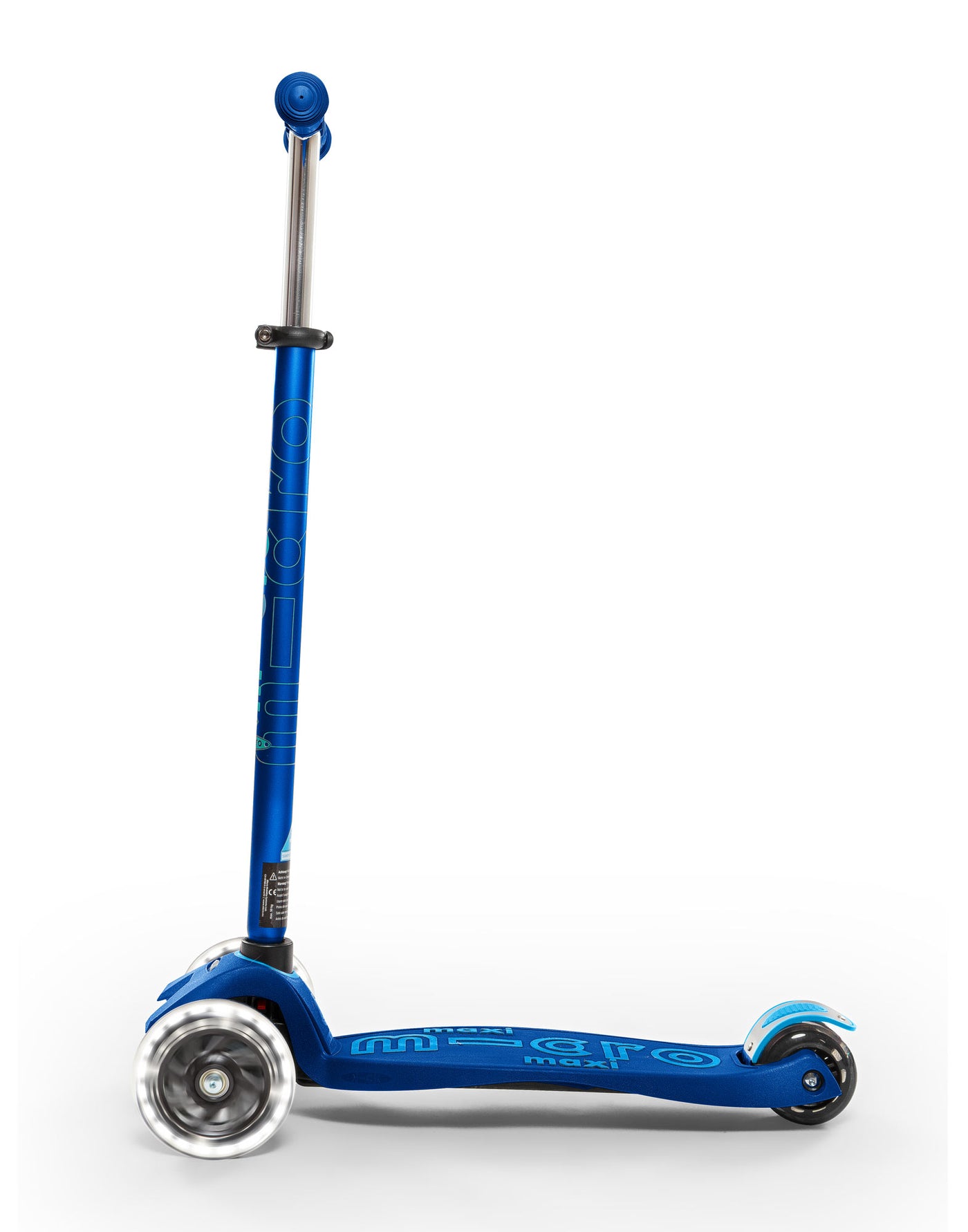 navy blue maxi deluxe led 3 wheel scooter side on