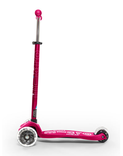 pink maxi deluxe led 3 wheel scooter side on