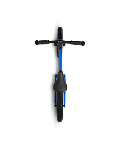 blue toddler balance bike top view