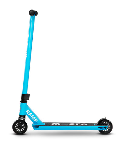 side view of blue kids stunt scooter
