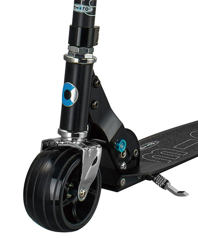 black rocket 2 wheel scooter with fat wheels front wheel