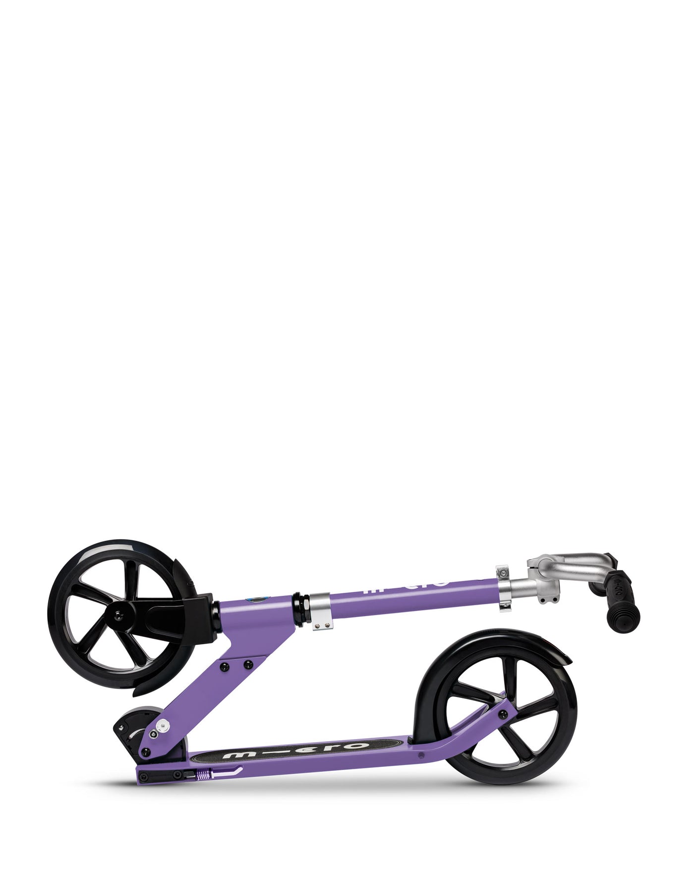 purple cruiser 2 wheel kids scooter with large wheels folded
