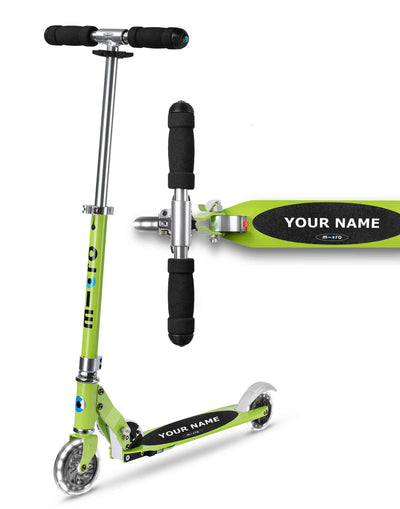 chartreuse personalised sprite light up kids scooter