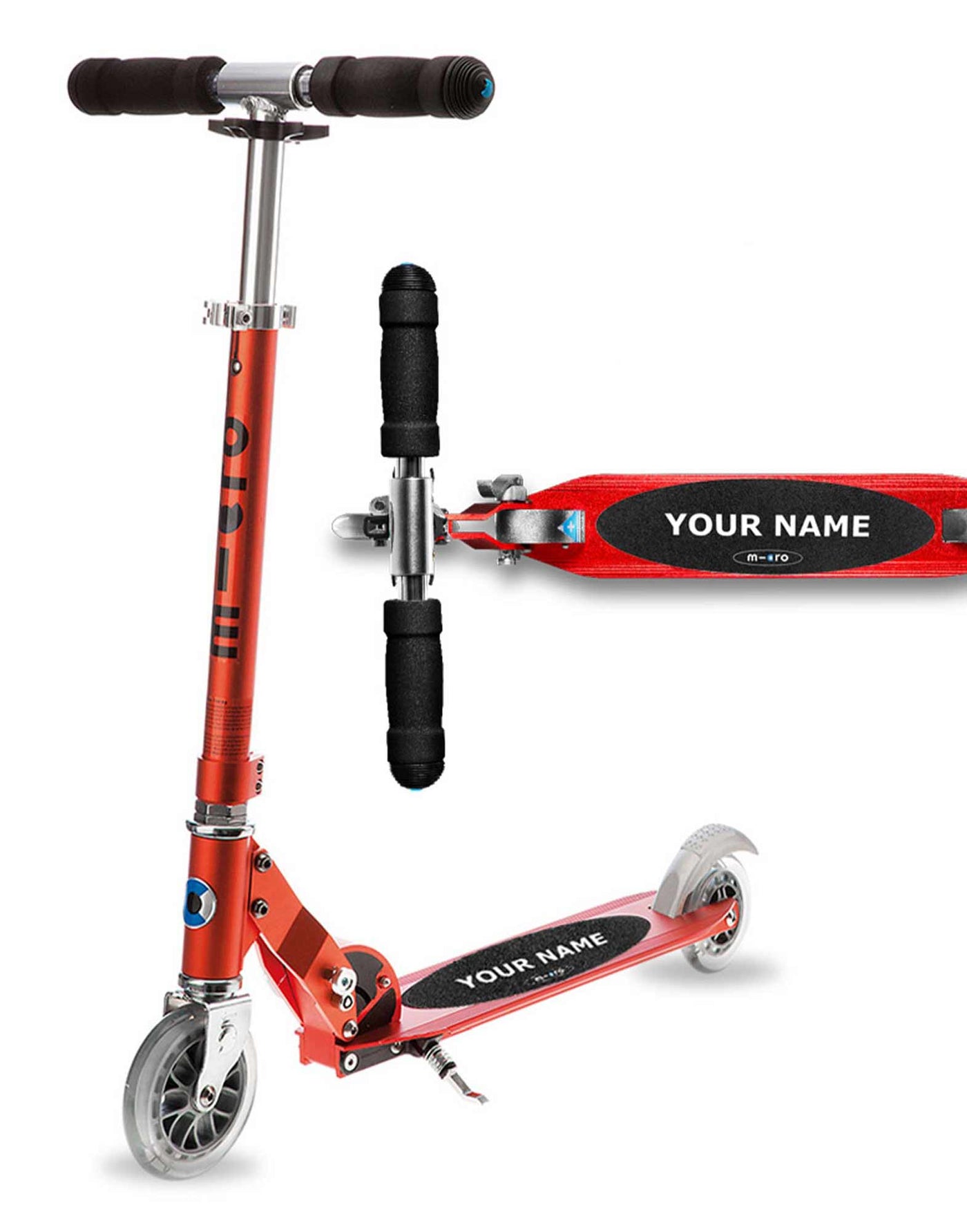 red personalised sprite scooter