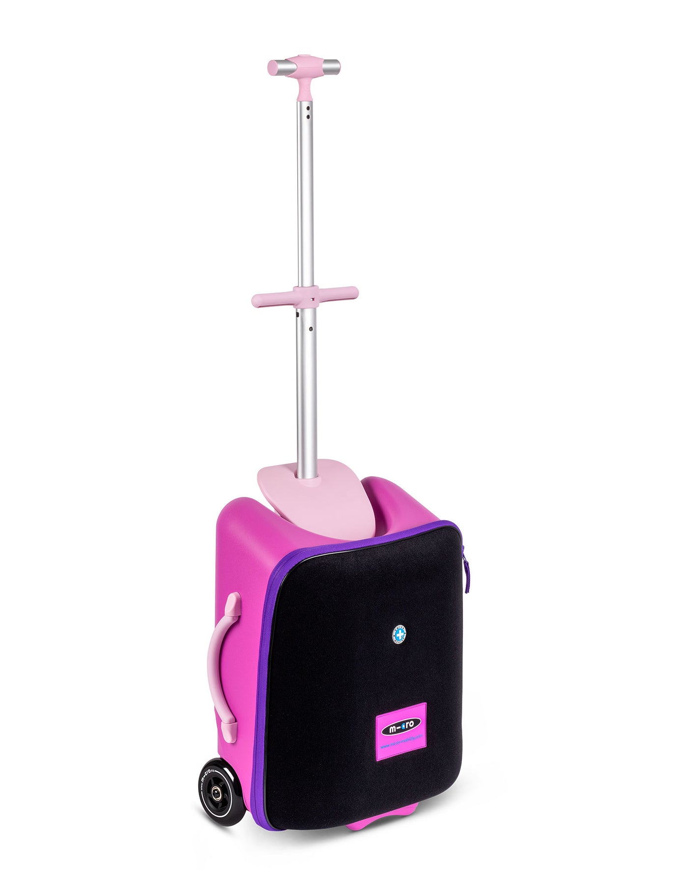 violet luggage eazy ride on suit case extended handlebar