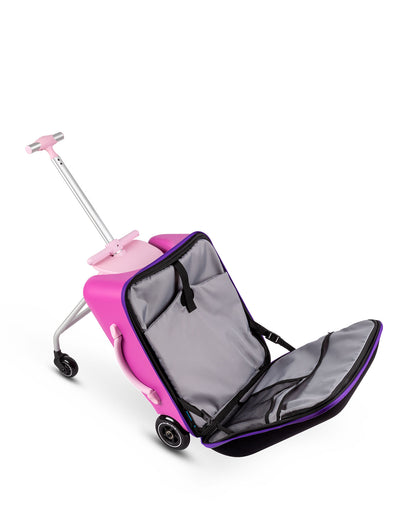 violet luggage eazy ride on suit case interior