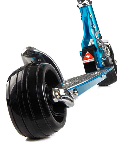 blue rocket 2 wheel scooter with fat wheels rear wheel