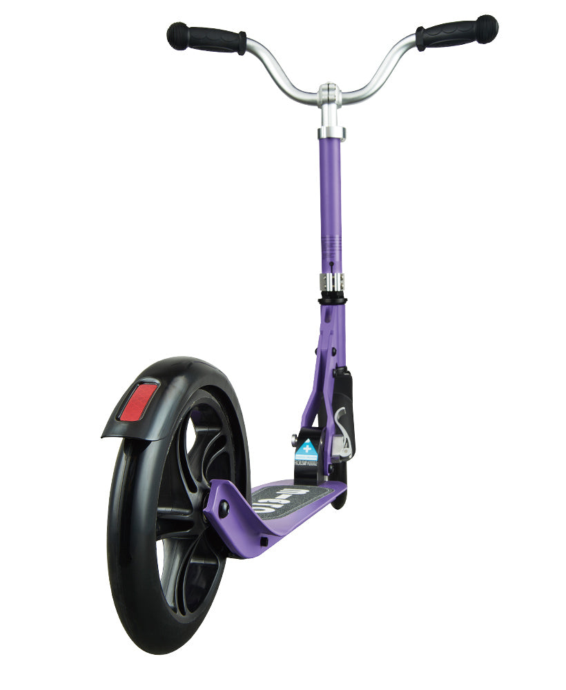 purple cruiser 2 wheel kids scooter with large wheels rear wheel