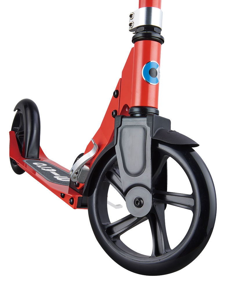 red cruiser 2 wheel kids scooter with large wheels front wheel