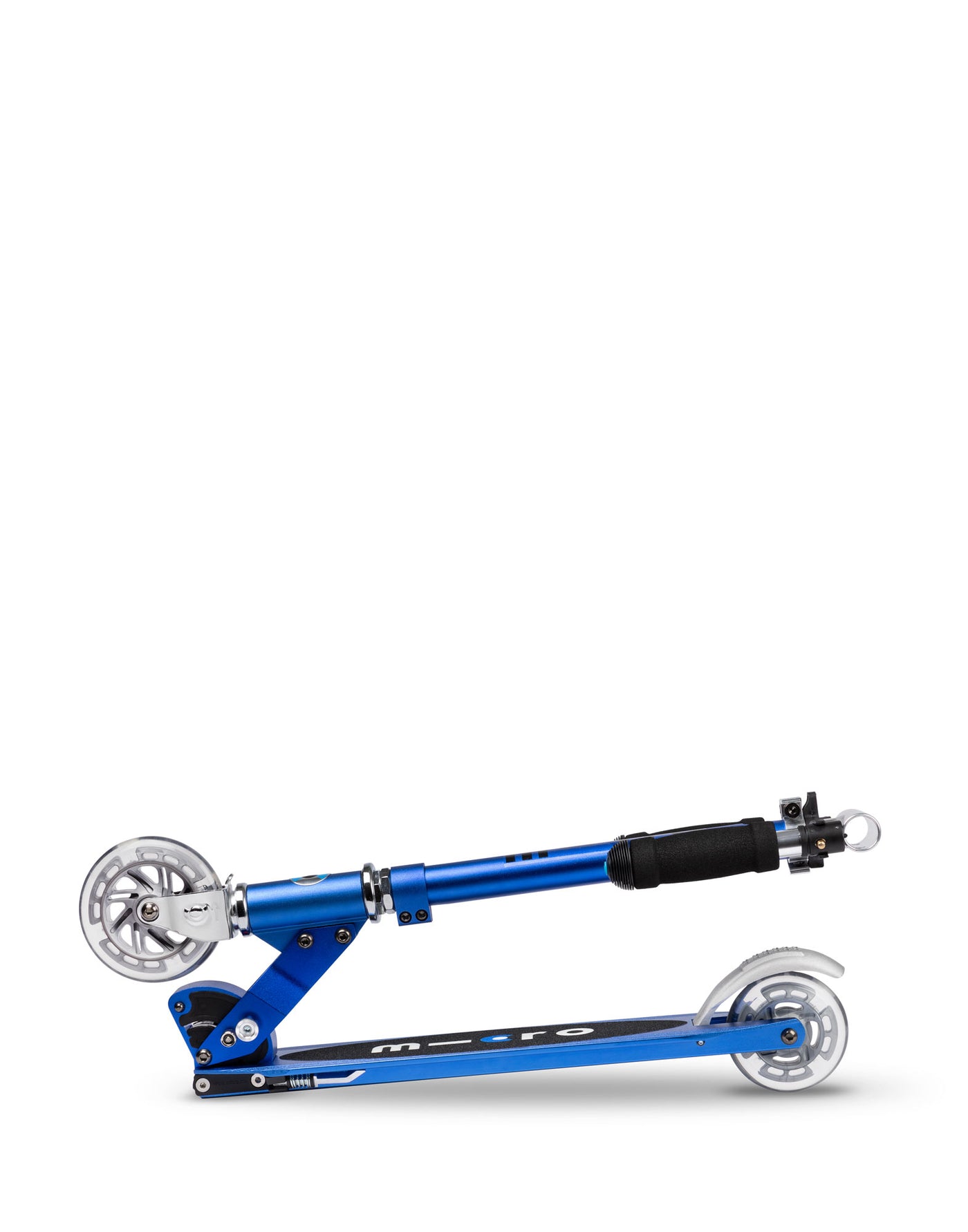blue sprite 2 wheel kids scooter folded