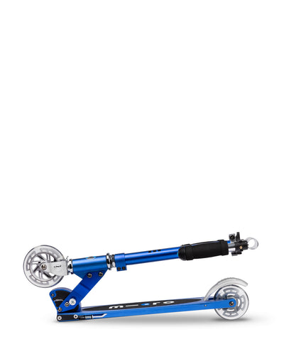 blue sprite 2 wheel kids scooter folded