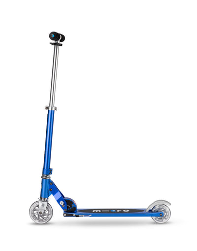 blue sprite 2 wheel kids scooter side on