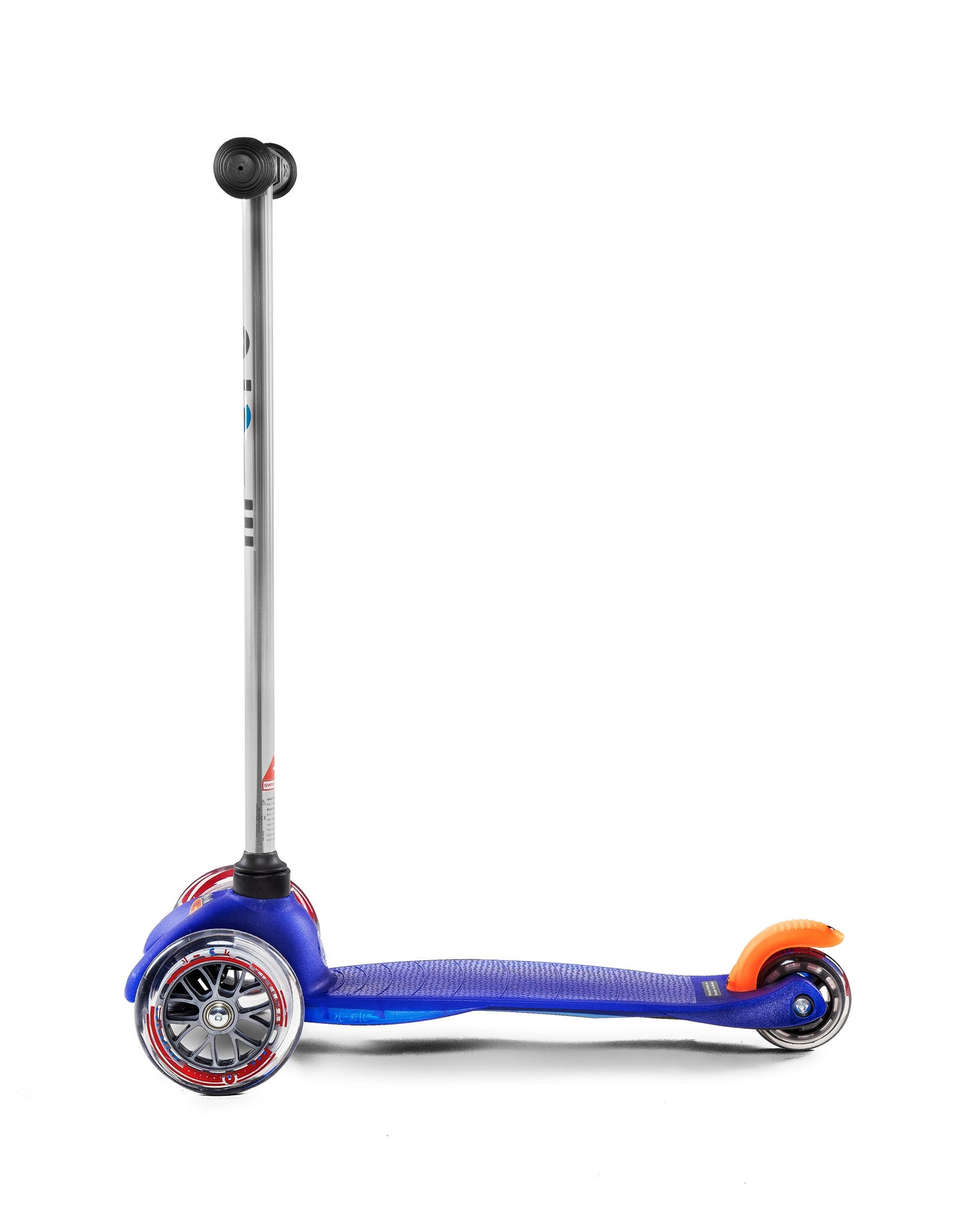 blue mini classic 3 wheel toddler scooter side on