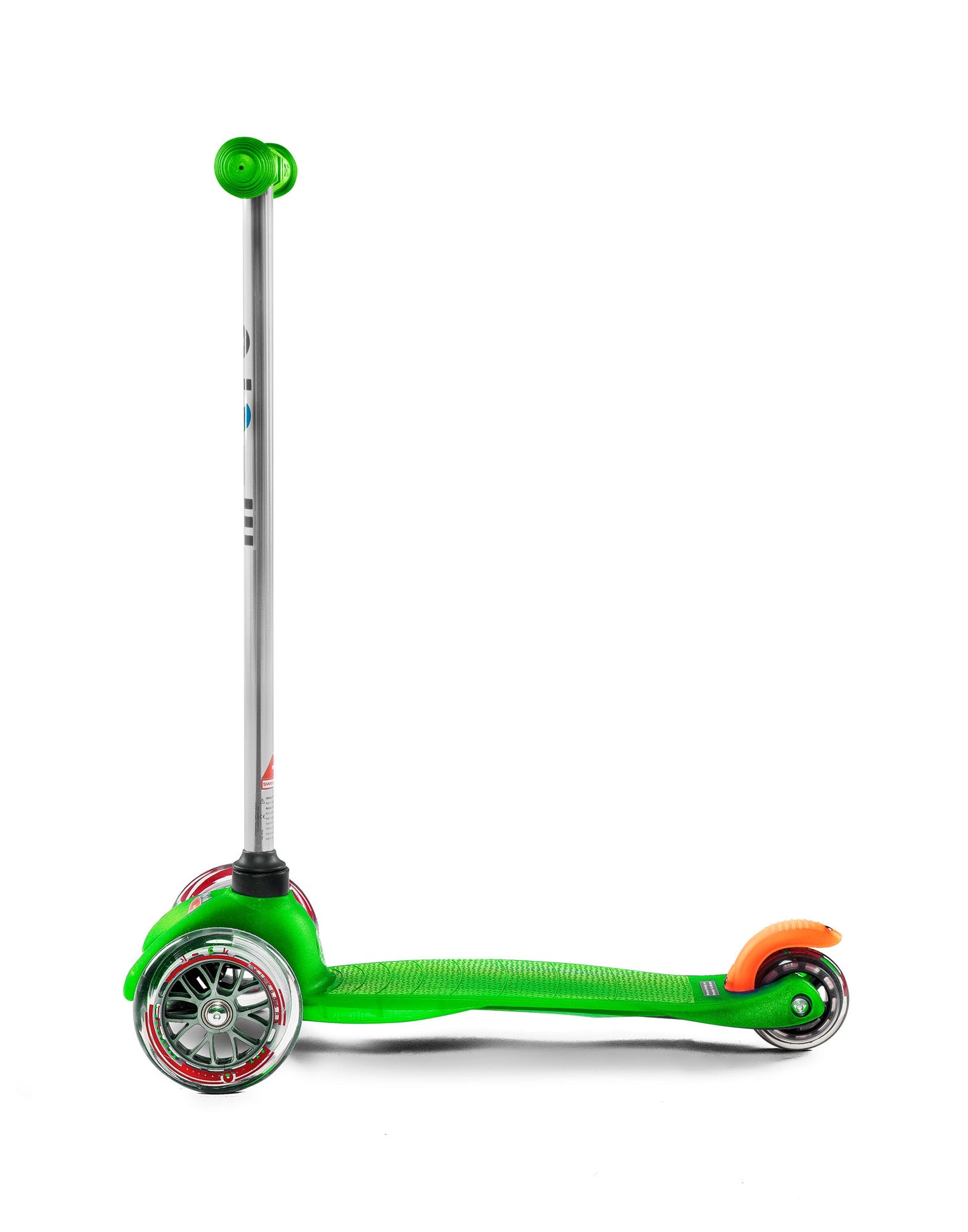 green mini classic 3 wheel toddler scooter side on