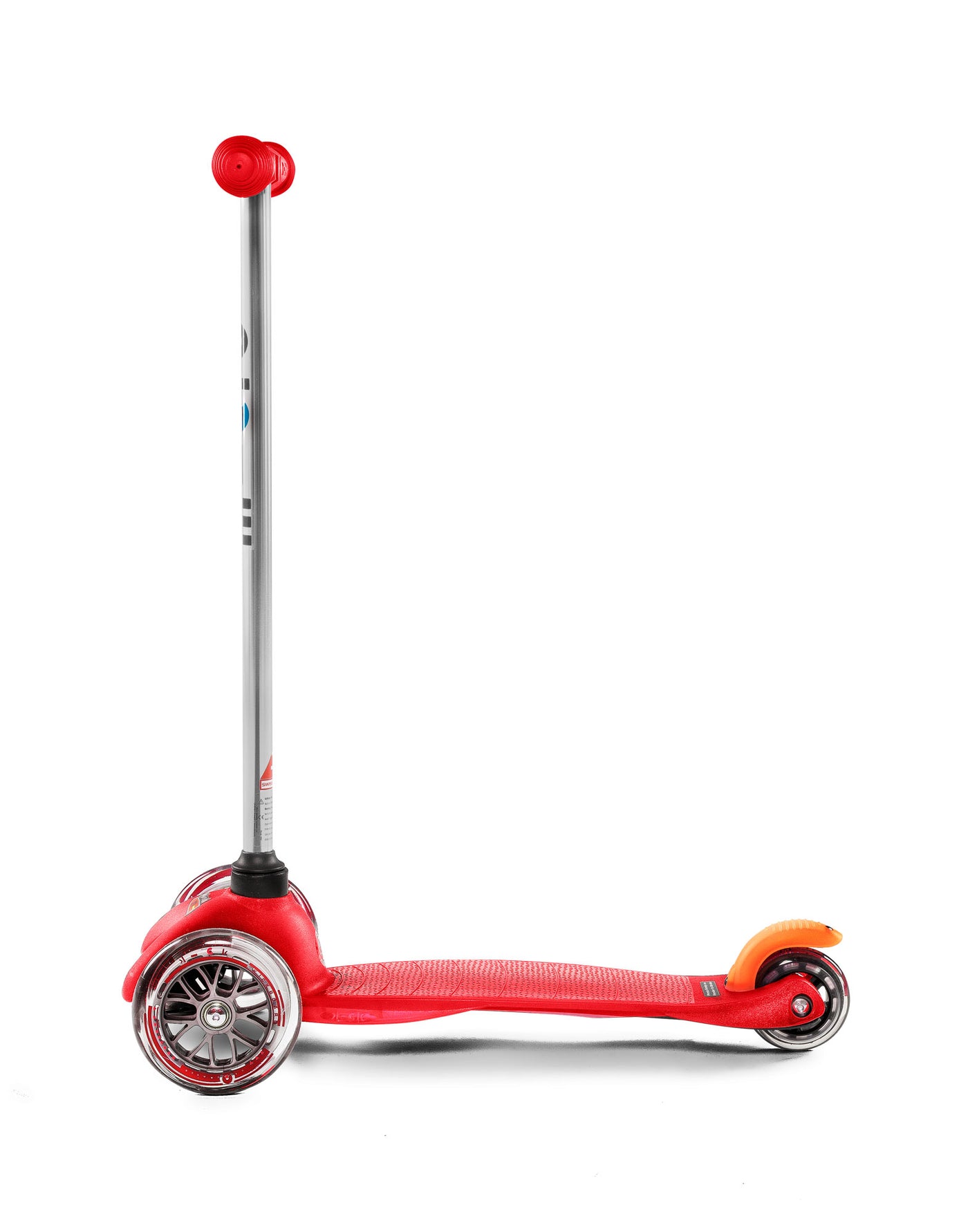 red mini classic 3 wheel toddler scooter side on