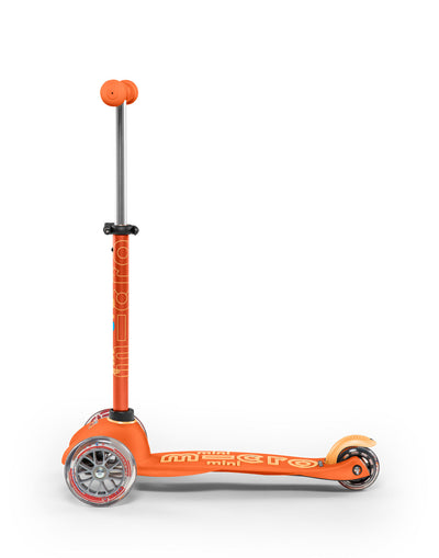 orange mini deluxe 3 wheel scooter side on