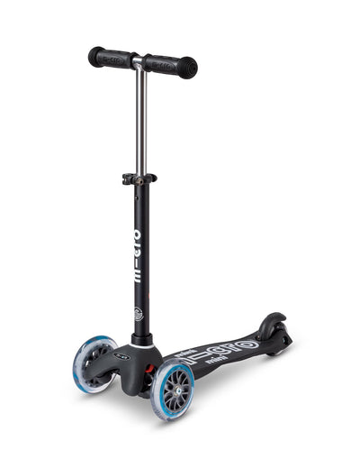 mini micro deluxe eco black scooter with extended handlebar height