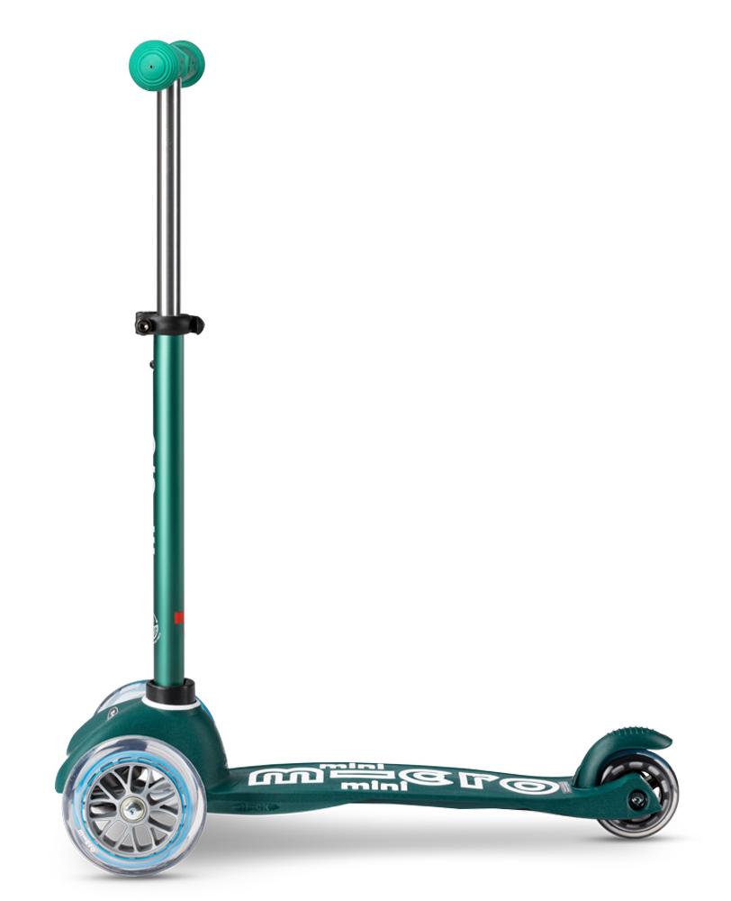 deep green eco mini deluxe 3 wheel scooter side on