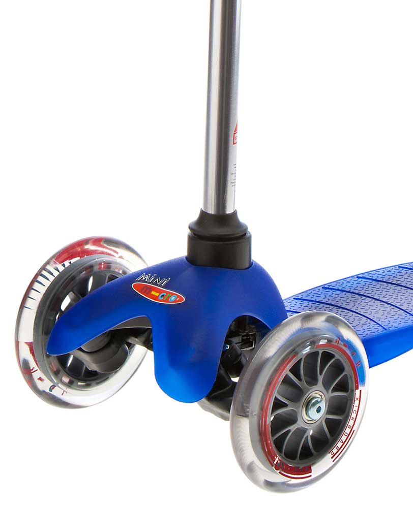 blue mini classic 3 wheel toddler scooter front wheel