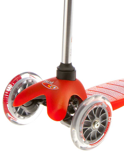 red mini classic 3 wheel toddler scooter front wheels