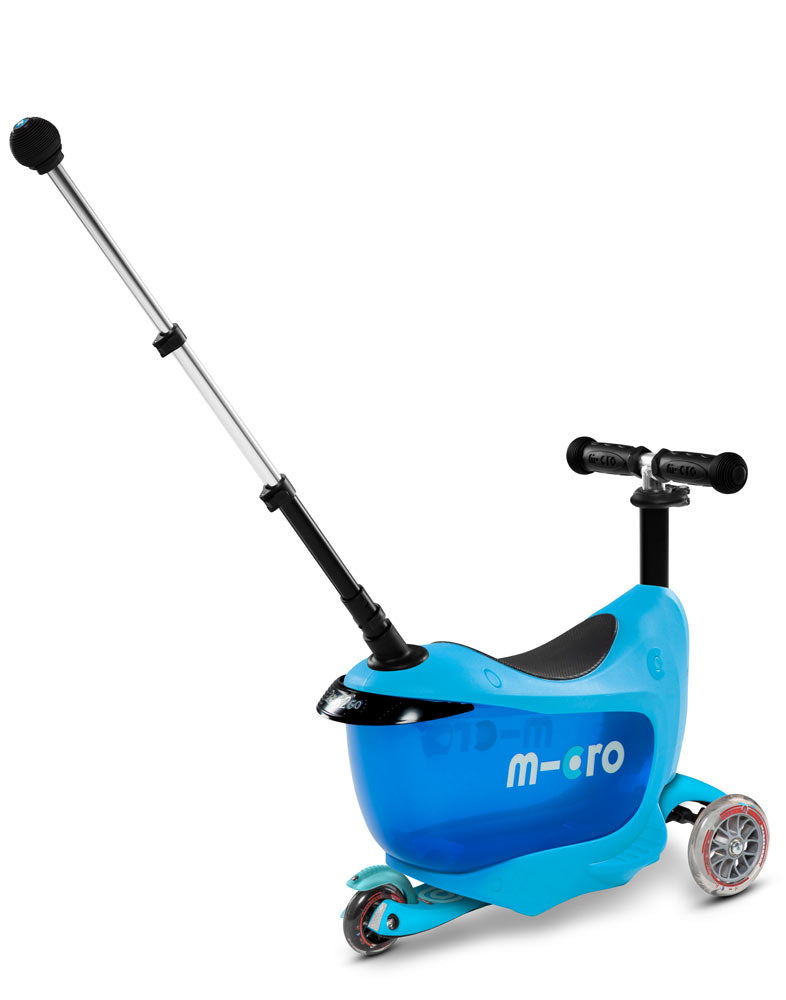 blue mini2go deluxe plus ride on scooter rear view
