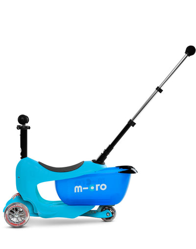 blue mini2go deluxe plus ride on scooter side on