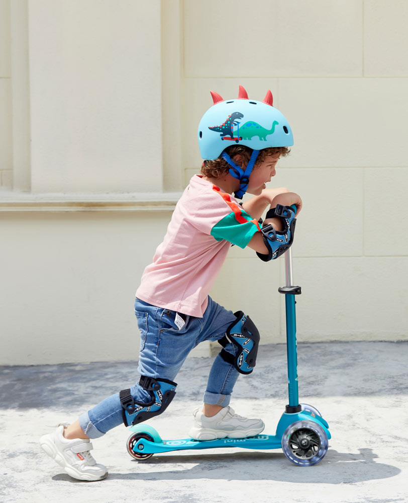 preschooler on their led aqua mini deluxe scooter