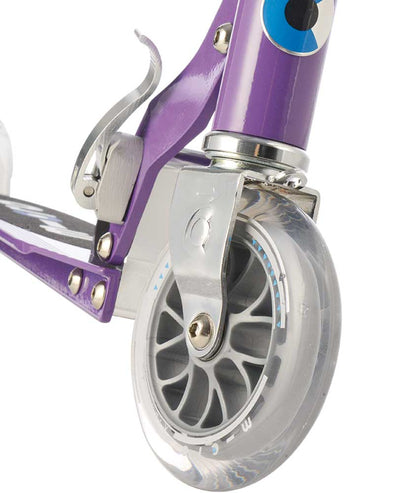 purple sprite 2 wheel kids scooter front wheel
